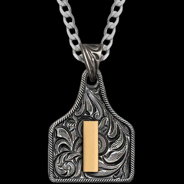 Medium Initial Cow Tag Necklace 